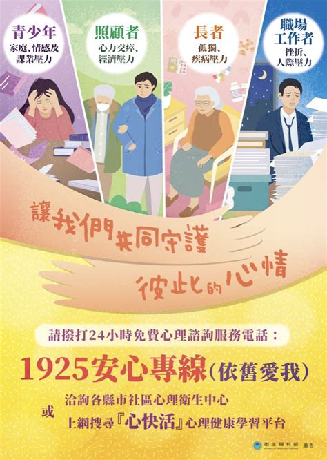 1925要錢嗎|衛生福利部24小時免付費「安心專線」改為1925（依舊愛我）